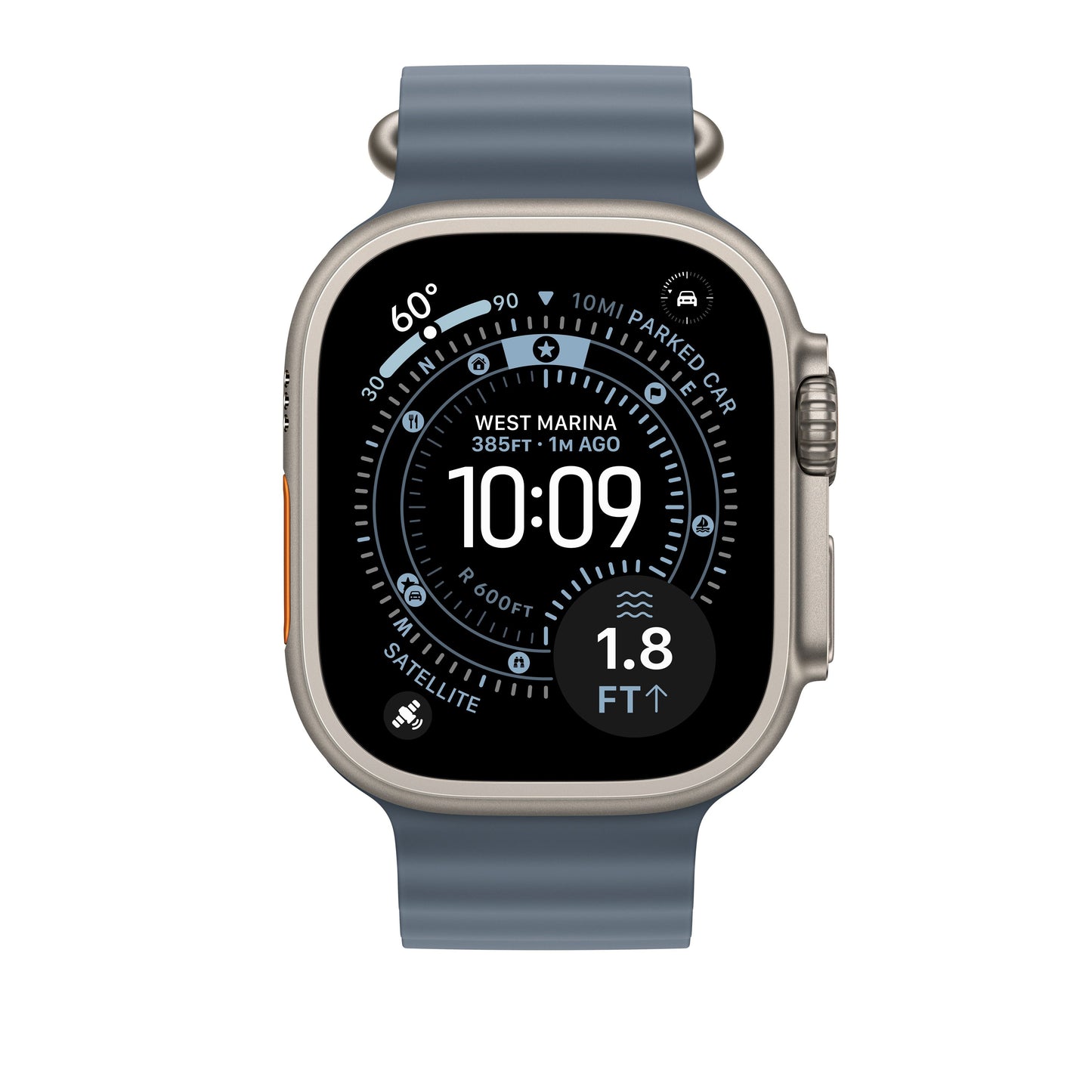 49mm Anchor Blue Ocean Band - Natural Titanium Finish