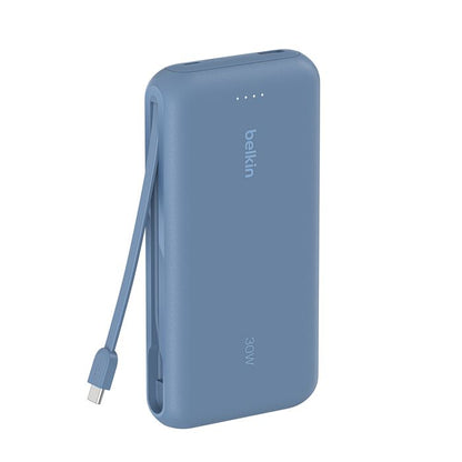 Belkin BoostCharge Portable Power Bank 20K with integrated USB-C cable - Blue