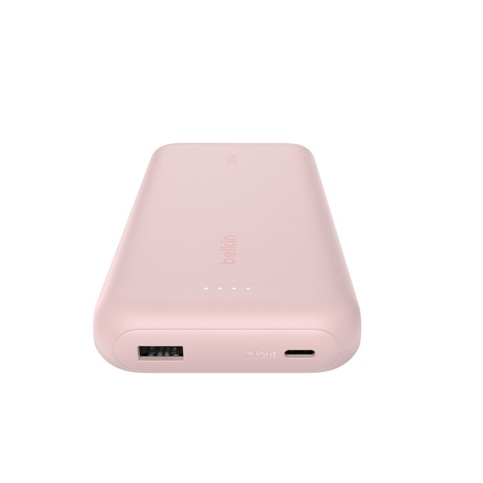 Belkin BoostCharge Portable Power Bank 20K with integrated USB-C cable - Pink