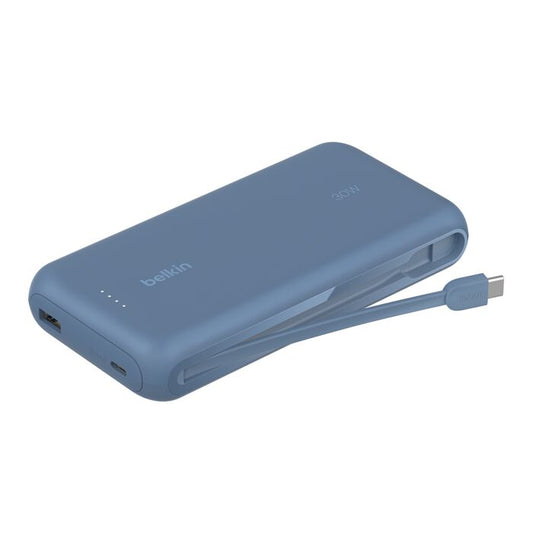 Belkin BoostCharge Portable Power Bank 20K with integrated USB-C cable - Blue