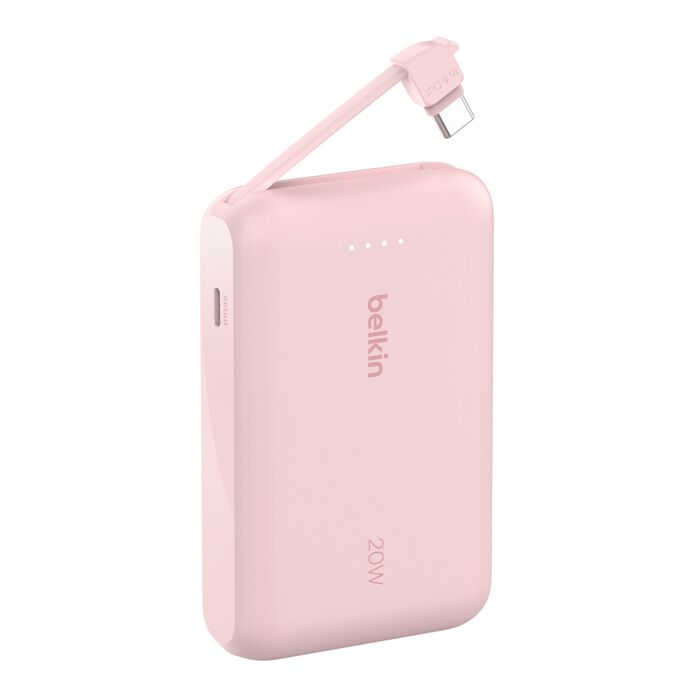 Belkin BoostCharge Power Bank 10K with Integrated Cable Pink