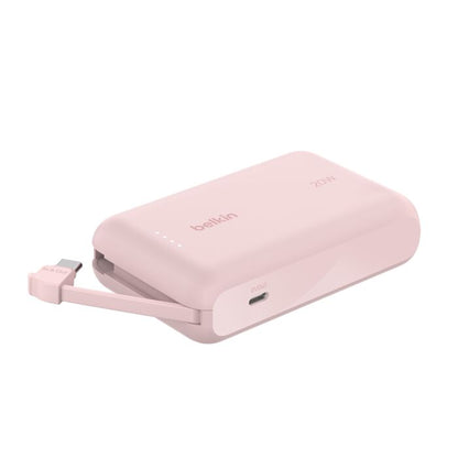 Belkin BoostCharge Power Bank 10K with Integrated Cable Pink