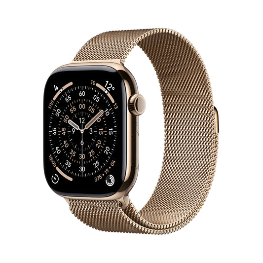 Apple Watch Series 11 GPS + Cellular 42mm Gold Titanium Case with Gold Milanese Loop