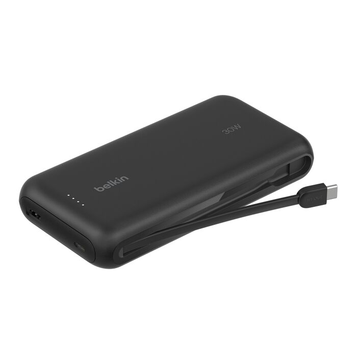 Belkin BoostCharge Portable Power Bank 20K with integrated USB-C cable - Black