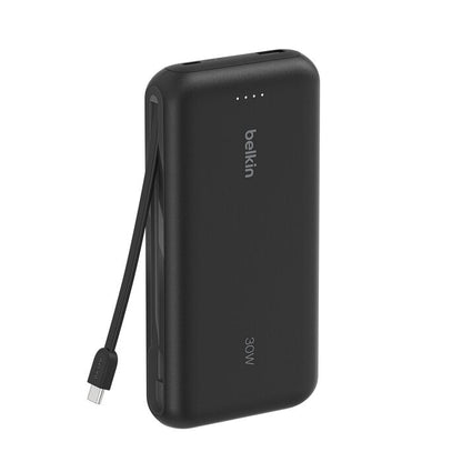 Belkin BoostCharge Portable Power Bank 20K with integrated USB-C cable - Black