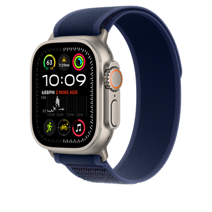 49mm Blue Trail Loop - M/L - Natural Titanium Finish