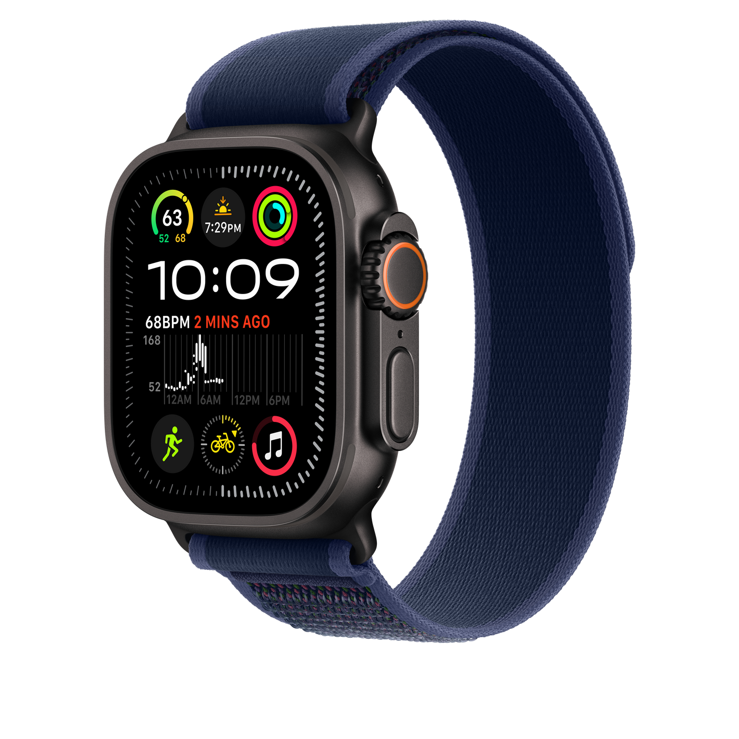 49mm Blue Trail Loop - S/M - Black Titanium Finish
