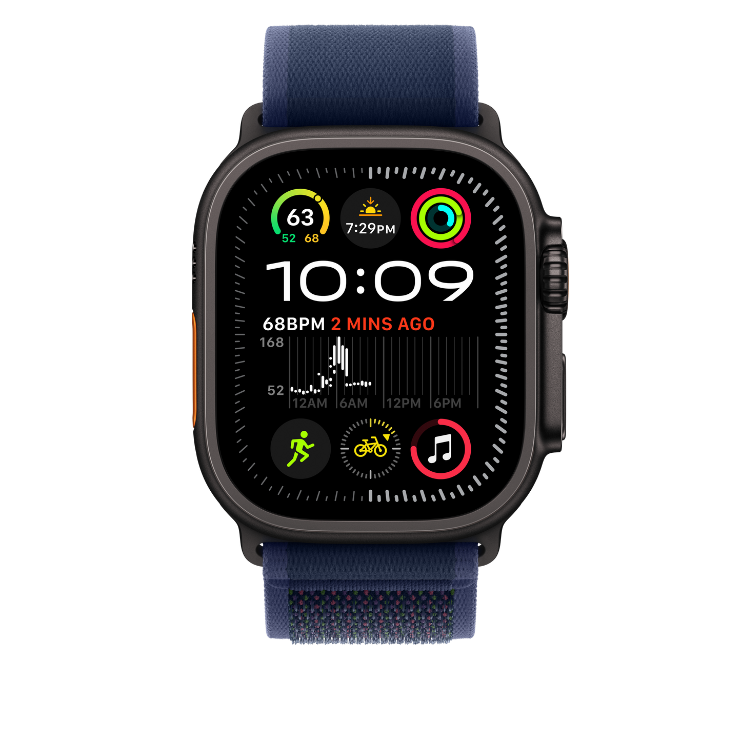 49mm Blue Trail Loop - S/M - Black Titanium Finish