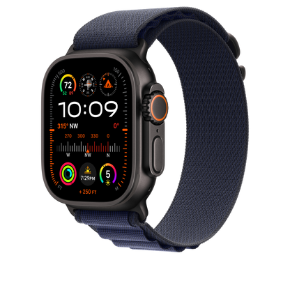 49mm Navy Alpine Loop - Large - Black Titanium Finish