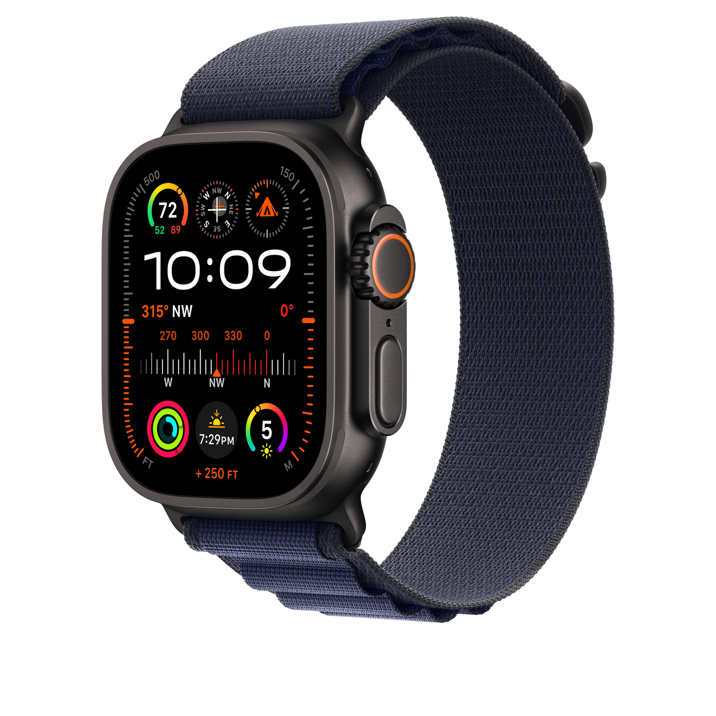 49mm Navy Alpine Loop - Small - Black Titanium Finish