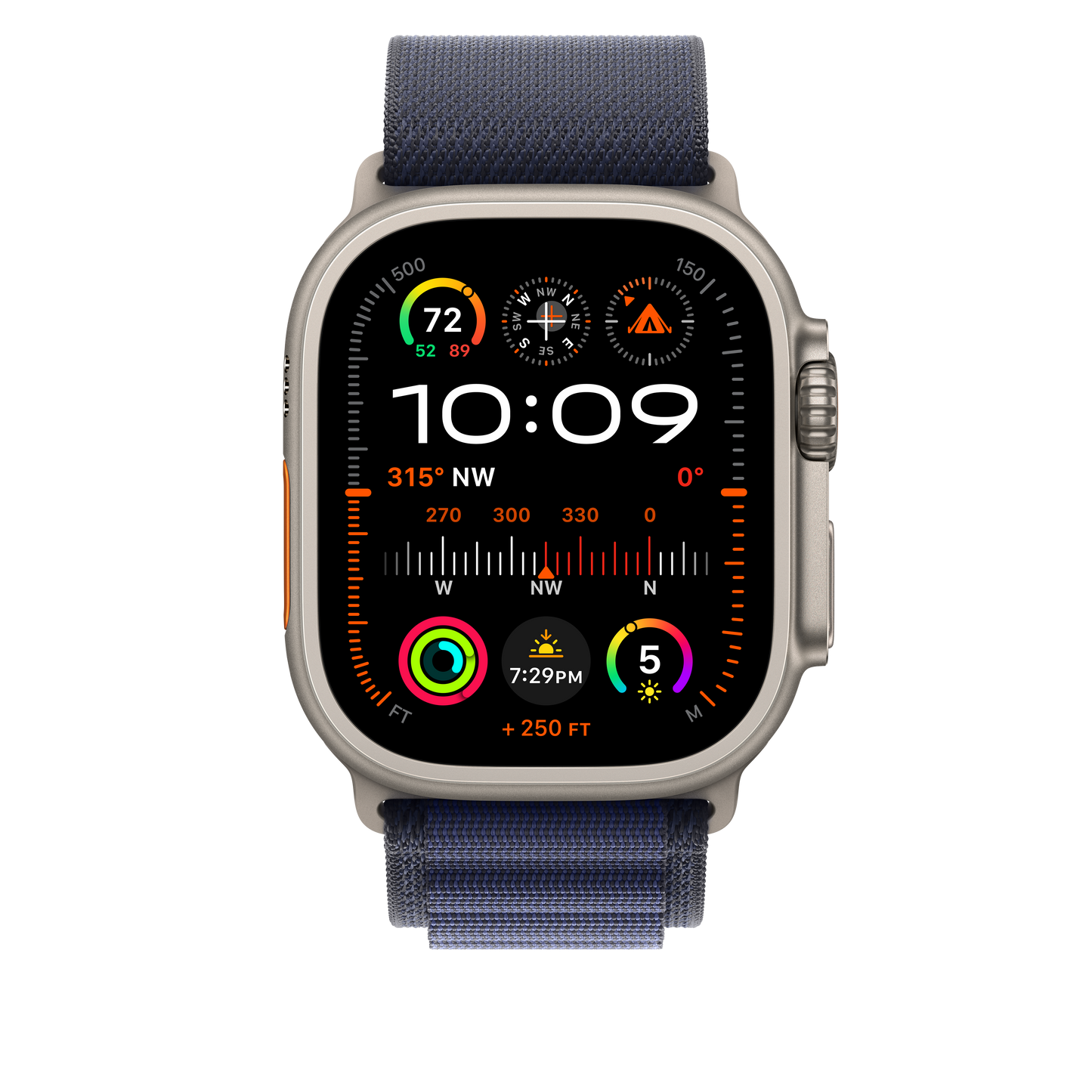 49mm Navy Alpine Loop - Small - Natural Titanium Finish