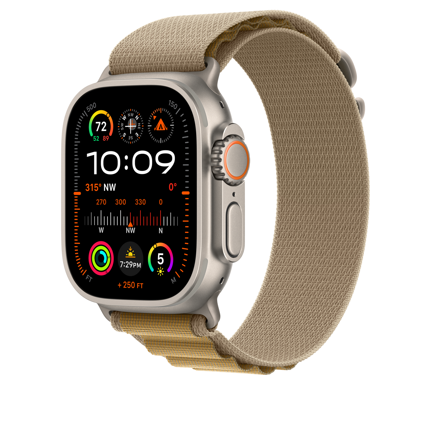 49mm Tan Alpine Loop - Large - Natural Titanium Finish