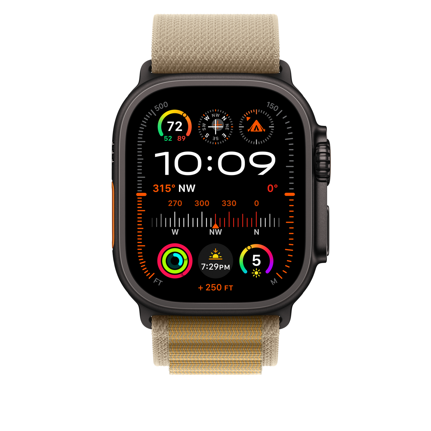 49mm Tan Alpine Loop - Small - Black Titanium Finish