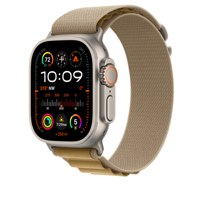 49mm Tan Alpine Loop - Small - Natural Titanium Finish