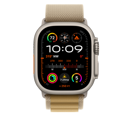 49mm Tan Alpine Loop - Small - Natural Titanium Finish