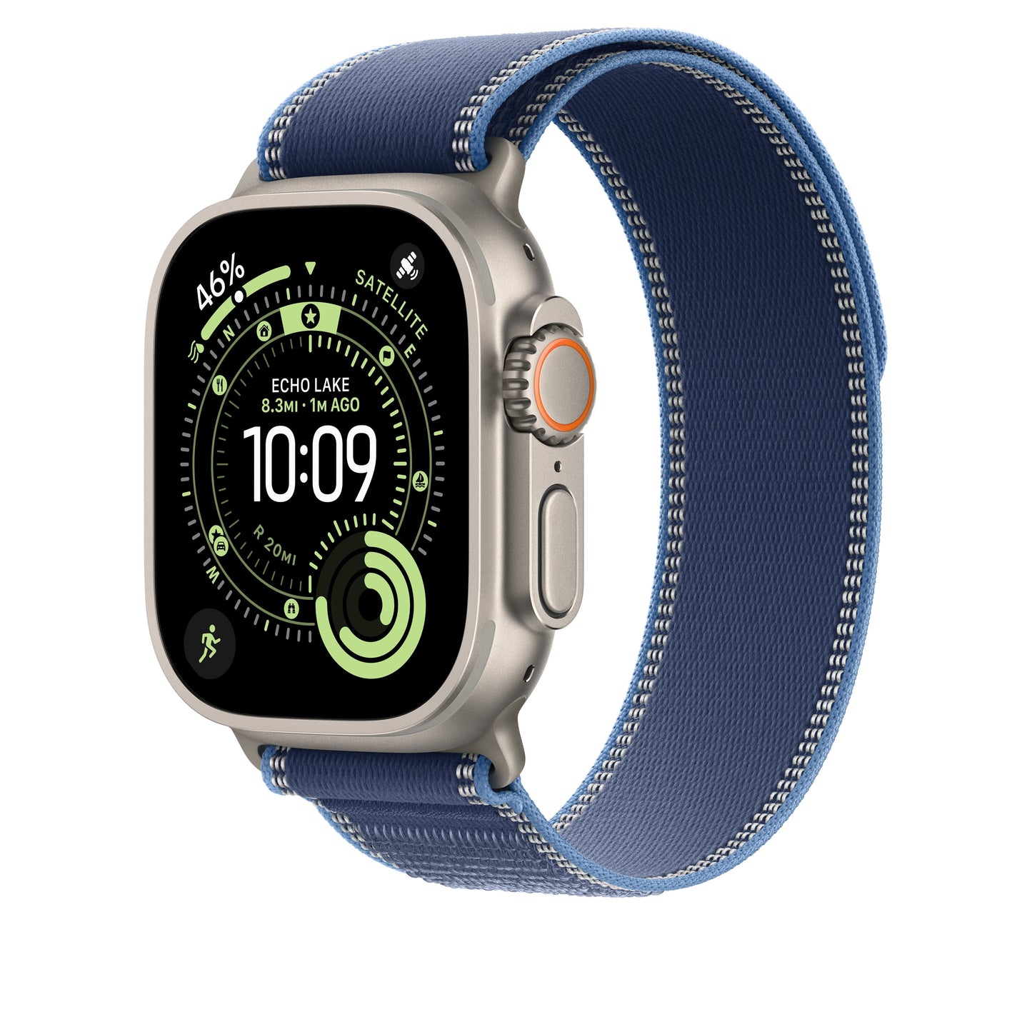 49mm Blue/Bright Blue Trail Loop – M/L - Natural Titanium Finish