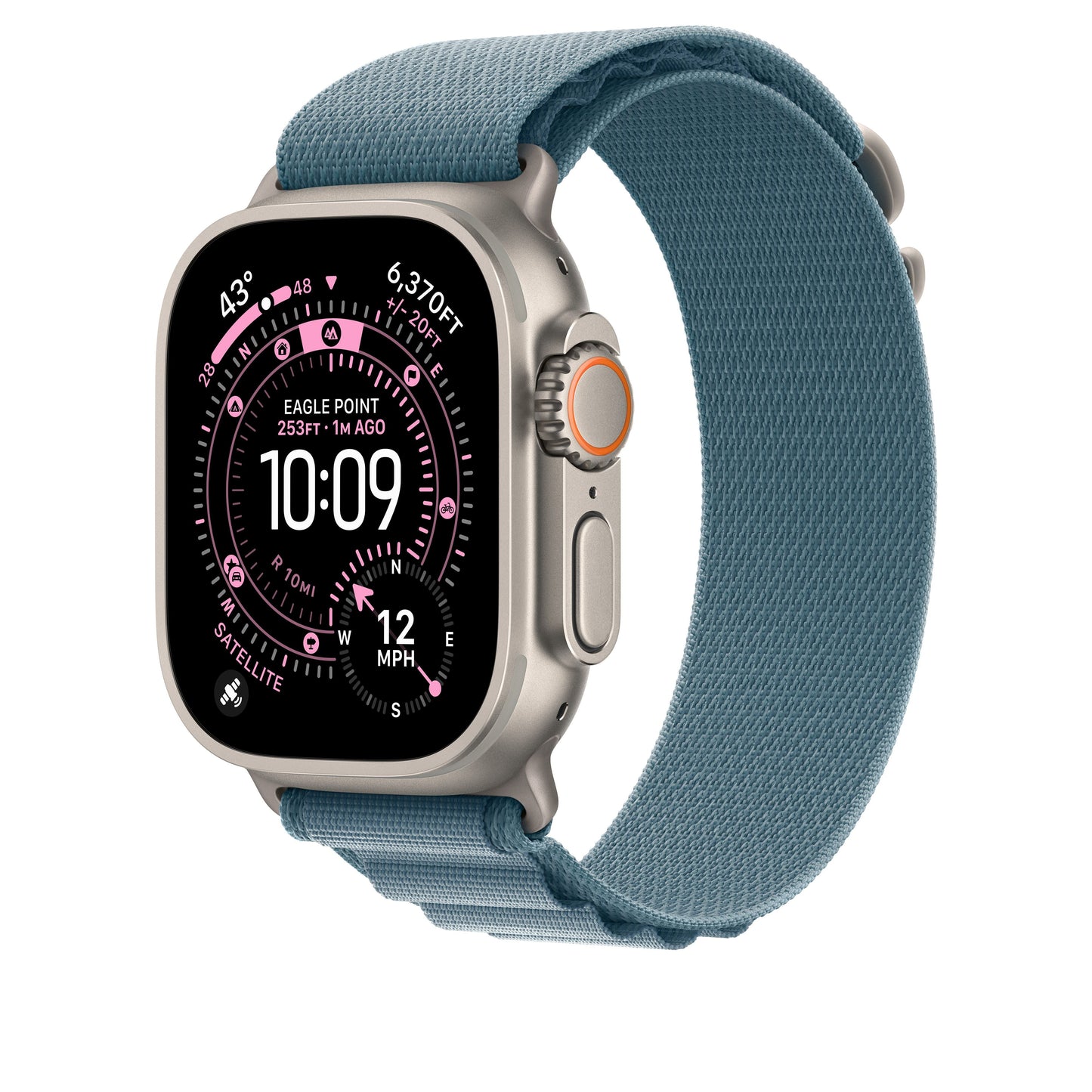 49mm Light Blue Alpine Loop - Medium - Natural Titanium Finish