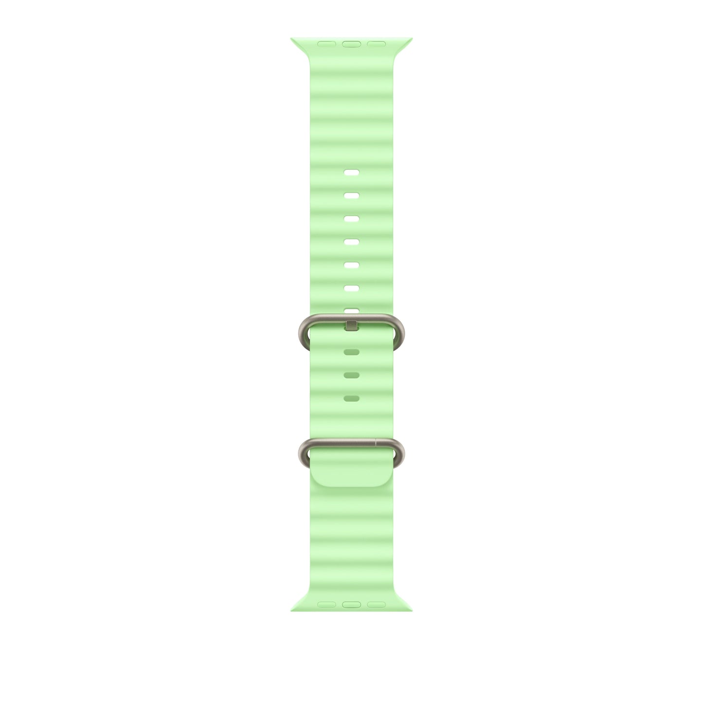 49mm Neon Green Ocean Band - Natural Titanium Finish