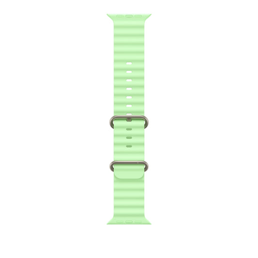 49mm Neon Green Ocean Band - Natural Titanium Finish